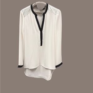 Elegant White Blouse with Black Accents